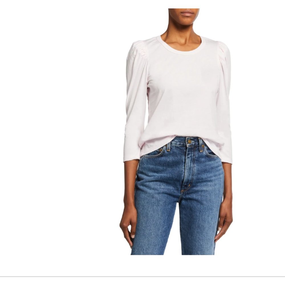 A.L.C  Karlie Puff-Sleeve Crewneck Tee Size Small baby pink 3/4 Sleeve